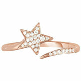 1ct Round Diamond Shooting Star Open Bypass Engagement Ring 14k Rose Gold Over