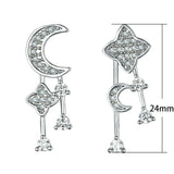 2ct Round Cut Diamond Star and Moon Unique Drop Earrings 14k White Gold Finish