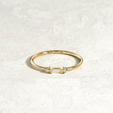 Stackable Minimalist Engagement Ring 0.2ct Baguette Diamond 14k Yellow Gold Over