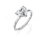 1ct Heart Cut Simulated Diamond Solitaire Engagement Ring 14k White Gold Plated