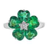 5ct Engagement Ring Heart Cut Green Emerald Floral Women 14k White Gold Finish