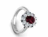 2ct Oval Cut Red Garnet Floral Cluster Halo Engagement Ring 14k WhiteGold Finish