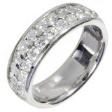 1.2ct Round Cut Diamond 2 Row Half Eternity Wedding Band 14k White Gold Finish