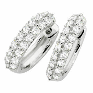 1ct Round Cut VVS1D Diamond Fancy Huggies Women Earrings 14k White Gold Finish