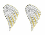 1.2ct Round Cut VVS1D Diamond Angel Wing Stud Earrings 14k Yellow Gold Finish