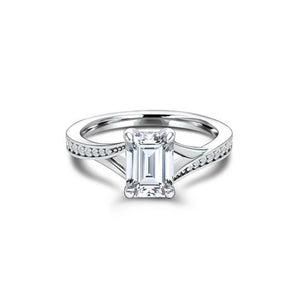 Split Shank Engagement Ring 1ct Emerald Cut VVS1D Diamond 14k White Gold Finish