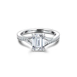 Split Shank Engagement Ring 1ct Emerald Cut VVS1D Diamond 14k White Gold Finish