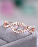 2Ct Round Cut Peach Morganite Infinity Swirl Engagement Ring 14K Rose Gold Over