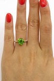 2.5Ct Round Cut Green Peridot Hidden Halo Solitaire Ring 14K Yellow Gold Finish