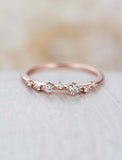 0.6ct Round Cut Diamond Engagement Ring Minimalist Cluster 14k Rose Gold Finish