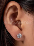 0.7ct Round Cut Moissanite Solitaire Stud Earrings Women 14k White Gold Plated