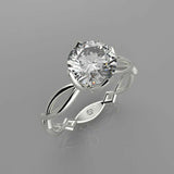 1ct Round Cut Diamond Split Shank Open Floral Solitaire Ring 14k White Gold Over