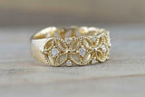 1ct Round Cut Diamond Wedding Band 14k Yellow Gold Finish Filigree Milgrain Wide