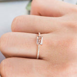 1ct Emerald Cut Peach Morganite Accents with Solitaire Ring 14k Rose Gold Finish