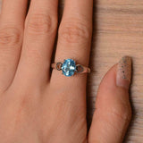 1ct Engagement Ring Oval Cut Blue Topaz Heart Valentine Gift 14k White Gold Over