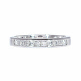 0.6ct Asscher Cut Diamond Wedding Ring Band Half Eternity 14k White Gold Finish