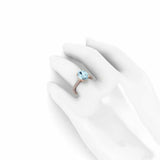 1.2ct Oval Cut Blue Aquamarine Engagement Ring Hidden Halo 14k Rose Gold Finish