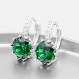 2.5Ct Round Cut Green Emerald Diamond Elegant Drop Earring 14K White Gold Finish