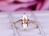 1ct Princess Cut Morganite Engagement Ring Solitaire Accents 14k Rose Gold Over