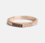 0.5ct Round Cut VVS1D Diamond Wedding Band 14k Rose Gold Finish V Shaped Curve