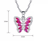 5ct Marquise Cut Pink Ruby Pendant Butterfly Design 14k White Gold Over NO CHAIN