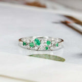 1.5ct Multi Cut Green Emerald Engagement Ring Promise Cluster 14k WhiteGold Over