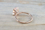 1.6ct Cushion Cut Peach Morganite Accent with Solitaire Ring 14k RoseGold Finish