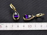 2.7ct Drop Earrings Pear Purple Amethyst Water Tear Drop 14k Yellow Gold Finish