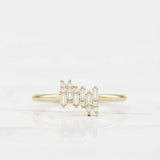 Minimalist Cluster Engagement Ring 1ct Baguette Cut Diamond 14k Yellow Gold Over