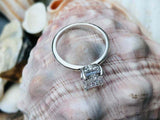 1.2ct Engagement Ring Emerald Cut Diamond 4 Prong Solitaire 14k WhiteGold Finish