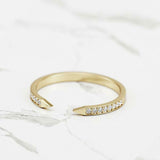 Open Stackable Arrow Wedding Band 0.45ct Round Cut Diamond 14k Yellow Gold Over