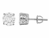 0.6ct Round Cut VVS1D Diamond Floral Cluster Stud Earrings 14k White Gold Finish