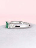 2ct Green Emerald Cut Engagement Ring Solitaire with Accents 14k White Gold Over