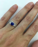 2.2ct Round Cut Blue Sapphire Engagement Ring Bridal Set Band 14k WhiteGold Over