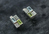 2ct Stud Earrings Emerald Cut Aquamarine Vintage Inspired 14k White Gold Finish