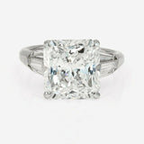 2.5ct Radiant Cut Diamond Engagement Ring Baguette Accent 14k White Gold Finish