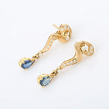 2ct Drop Earrings Pear Cut Blue Tanzanite Dangling Spiral 14k Yellow Gold Finish