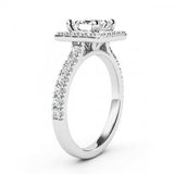 2.5ct Princess Cut Diamond Halo Cluster Engagement Ring 14k White Gold Finish