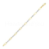 1ct Round Cut Moissanite Stylish Paperclip Chain Bracelet 14k White Gold Plated