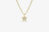 0.5ct Diamond Pendant with Chain Round Cut Star Design 14k Yellow Gold Finish