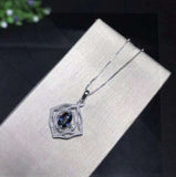 1ct Blue Sapphire Pendant Oval Cut Vintage Inspired 14k White Gold Over NO CHAIN