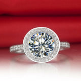 3Ct Round Cut Diamond Halo Round Accents Engagement Ring 14K White Gold Finish