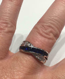 3ct Wedding Ring Band Baguette Cut Sapphire Twist Split Shank 14k WhiteGold Over