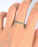 1ct Round Cut Green Emerald Full Eternity Wedding Band Ring 14k WhiteGold Finish