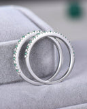 3Ct Round Alternate Green Emerald Diamond Wedding Band Set 14K White Gold Finish