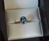 2ct Engagement Ring Oval Cut London Blue Topaz Halo Design 14k Rose Gold Finish