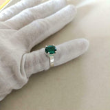 2ct Engagement Ring Round Cut Green Emerald Solitaire Women 14k WhiteGold Finish