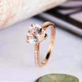 1.2ct Heart Cut Peach Morganite Solitaire Ring 14k Rose Gold Finish Round Accent