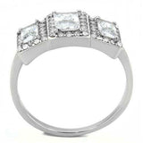 3Ct Radiant Cut Diamond Halo Three Stone Engagement Ring 14K White Gold Finish