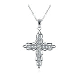 2.3ct Round Cut Diamond Holy Cross Stylish Pendant Chain 14k White Gold Finish